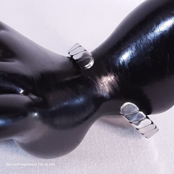 Silver Tone Twisted Cuff Bracelet - Picture 2 of 8